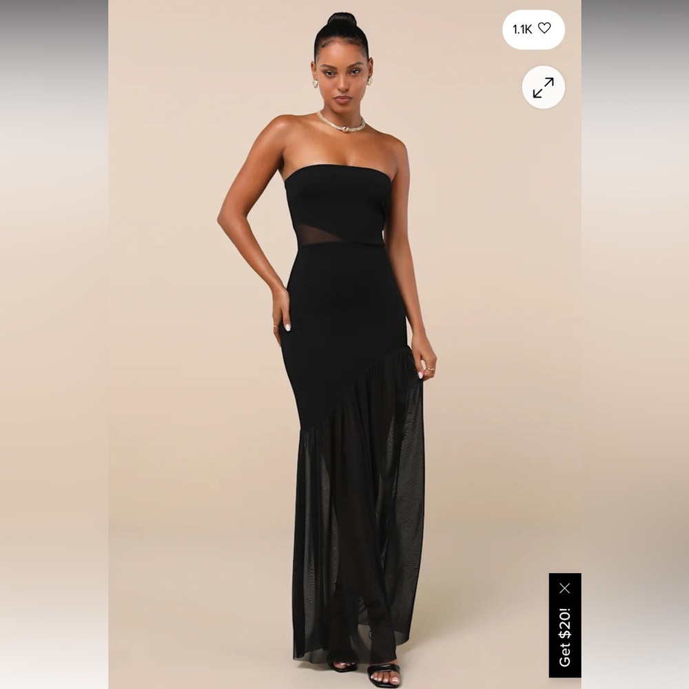 Lulus Exemplary Sensation Black Strapless Asymmetrical Maxi Dress - Picture 1 of 4